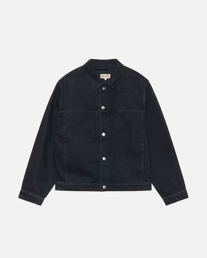 STUSSY TRUCKER JACKET DENIM Noir | STUSSY-56135
