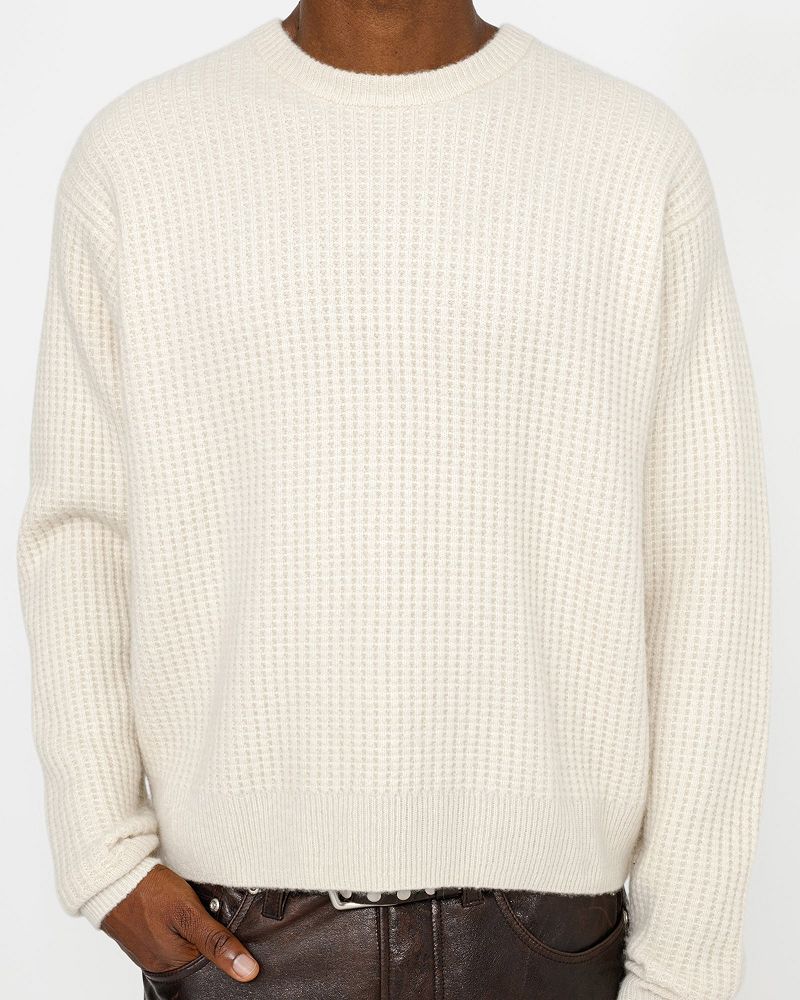 STUSSY WAFFLE KNIT CASHMERE CREW Beige | STUSSY-56195