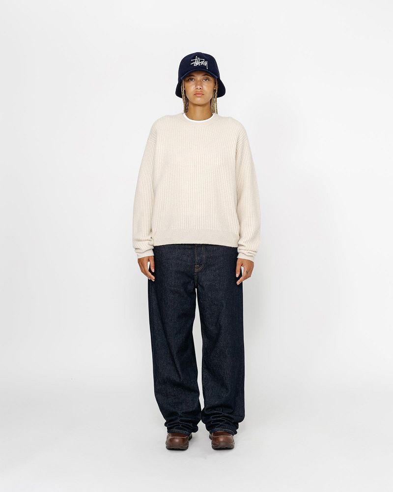 STUSSY WAFFLE KNIT CASHMERE CREW Beige | STUSSY-56195