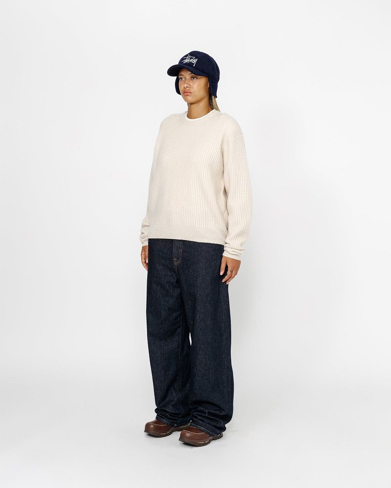 STUSSY WAFFLE KNIT CASHMERE CREW Beige | STUSSY-56195