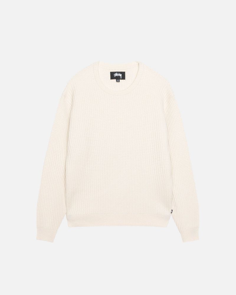 STUSSY WAFFLE KNIT CASHMERE CREW Beige | STUSSY-56195