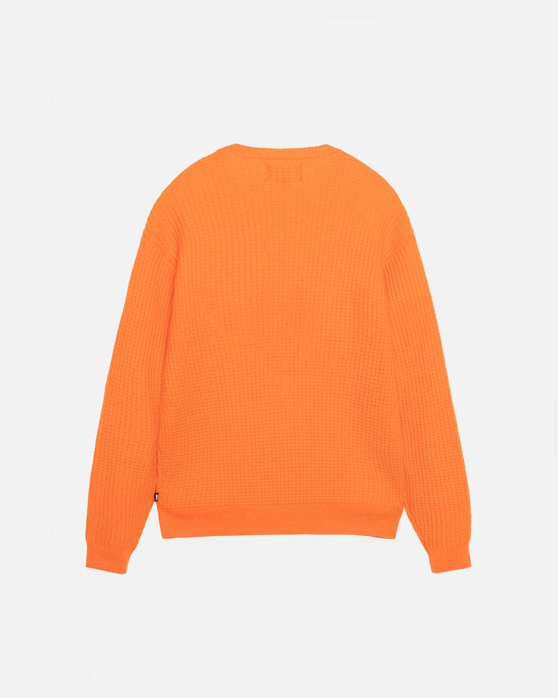STUSSY WAFFLE KNIT CASHMERE CREW Orange Clair | STUSSY-56193