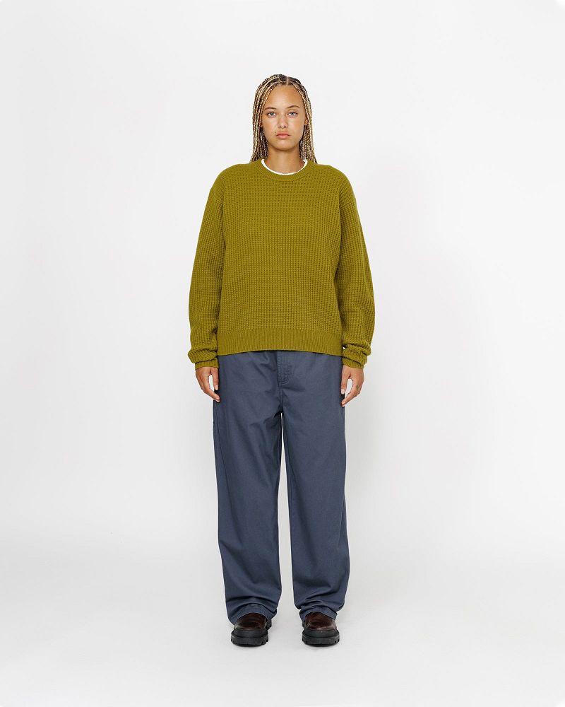 STUSSY WAFFLE KNIT CASHMERE CREW Vert | STUSSY-56194
