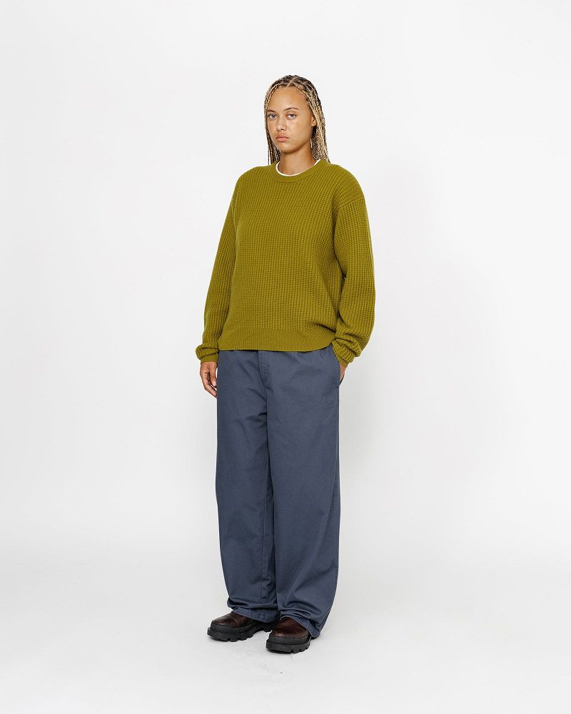 STUSSY WAFFLE KNIT CASHMERE CREW Vert | STUSSY-56194