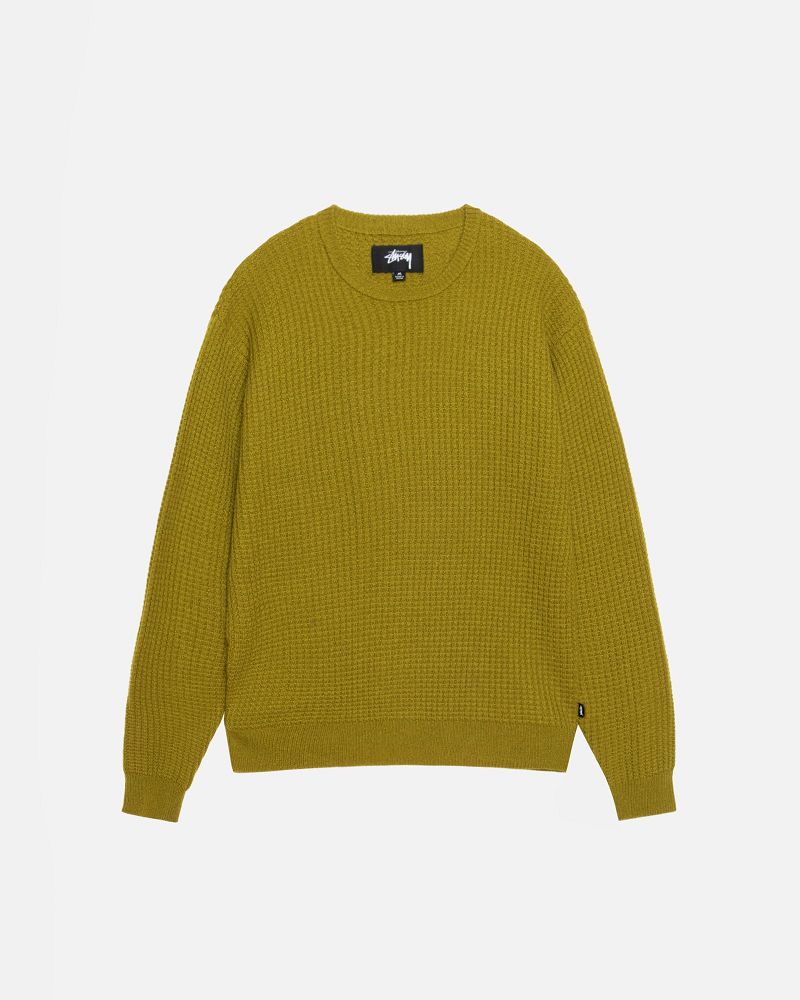 STUSSY WAFFLE KNIT CASHMERE CREW Vert | STUSSY-56194