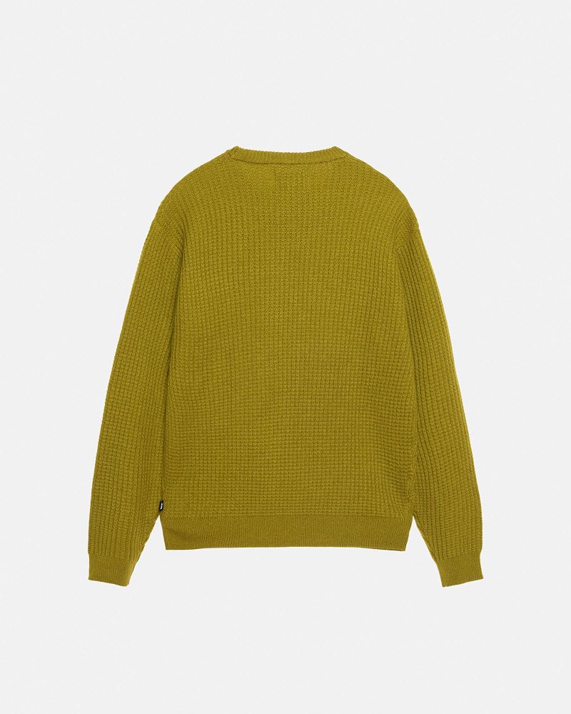 STUSSY WAFFLE KNIT CASHMERE CREW Vert | STUSSY-56194