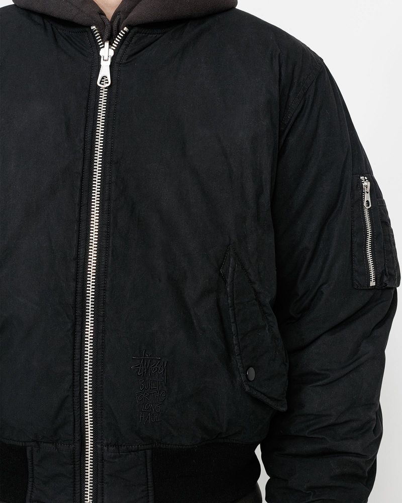 STUSSY WAXED BUILT BOMBER JACKET Noir | STUSSY-56381