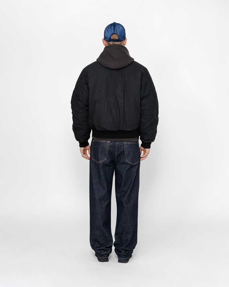 STUSSY WAXED BUILT BOMBER JACKET Noir | STUSSY-56381
