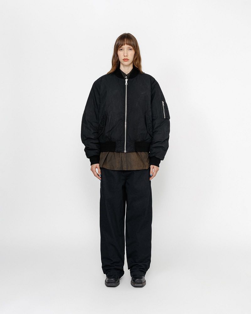 STUSSY WAXED BUILT BOMBER JACKET Noir | STUSSY-56381