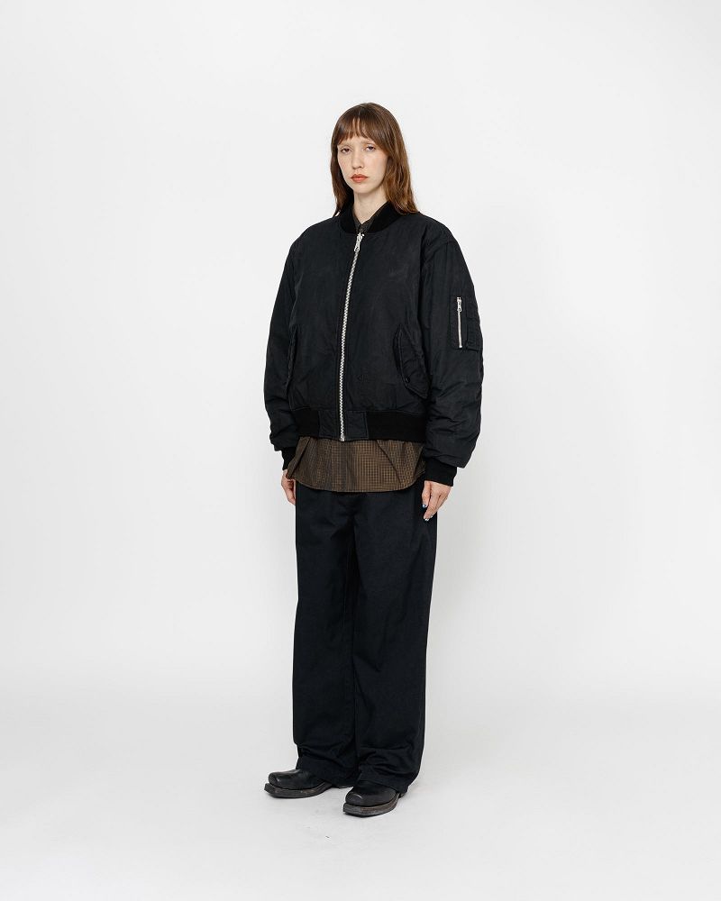 STUSSY WAXED BUILT BOMBER JACKET Noir | STUSSY-56381
