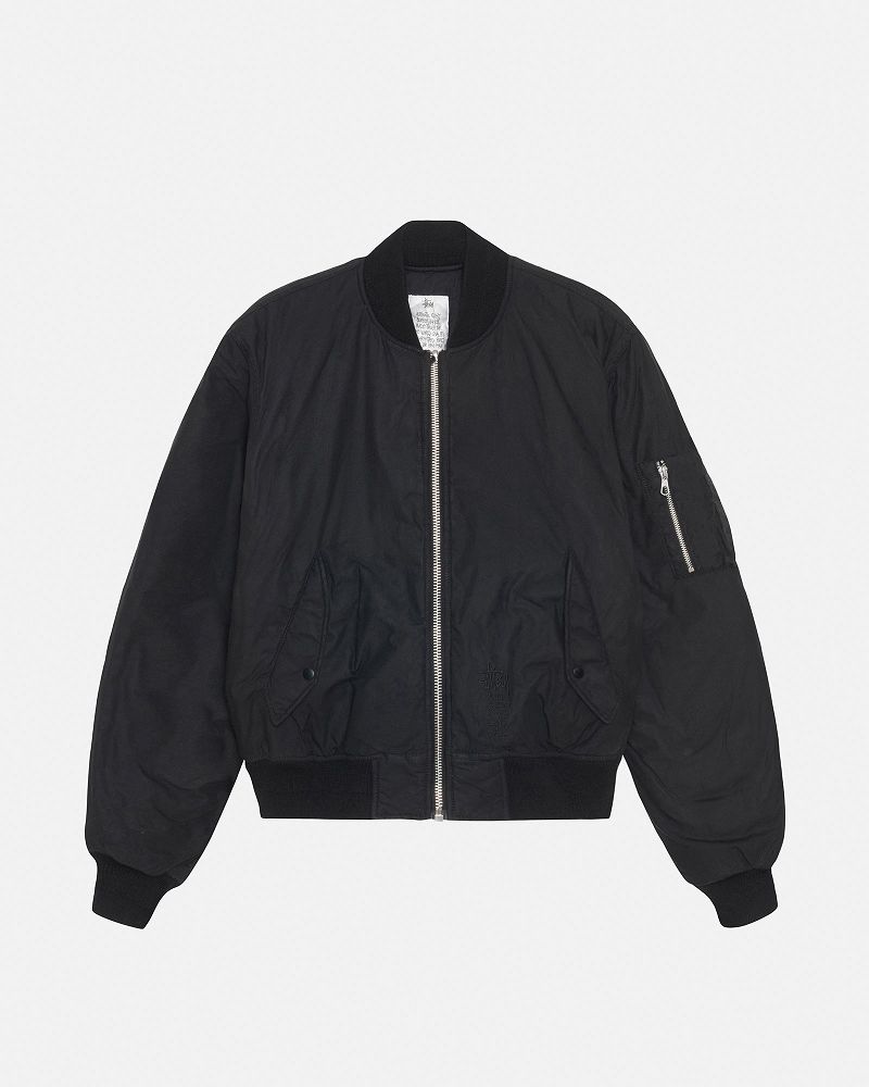 STUSSY WAXED BUILT BOMBER JACKET Noir | STUSSY-56381