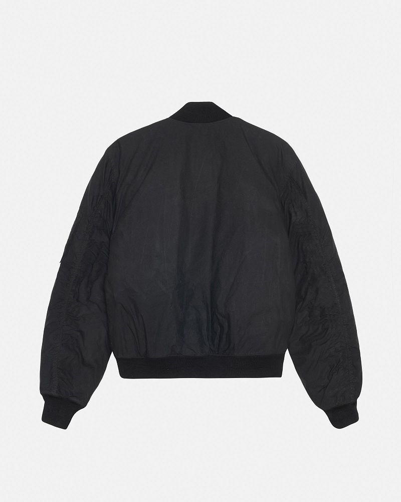 STUSSY WAXED BUILT BOMBER JACKET Noir | STUSSY-56381