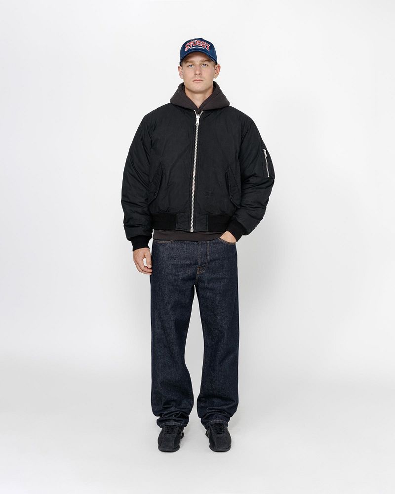 STUSSY WAXED BUILT BOMBER JACKET Noir | STUSSY-56381