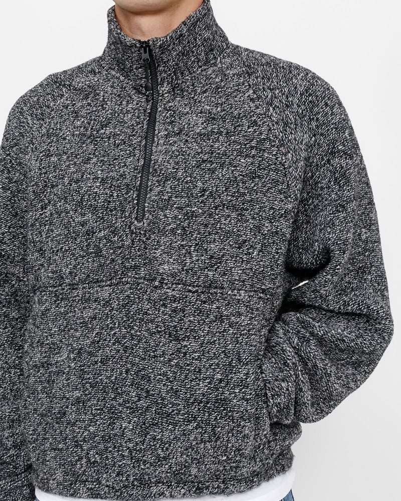 STUSSY WOOL BLEND SHERPA MOCK NECK Noir | STUSSY-56182