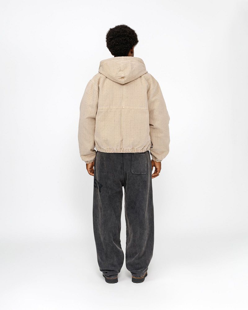 STUSSY WORK JACKET CANVAS NEEDLE PUNCH Kaki | STUSSY-56368
