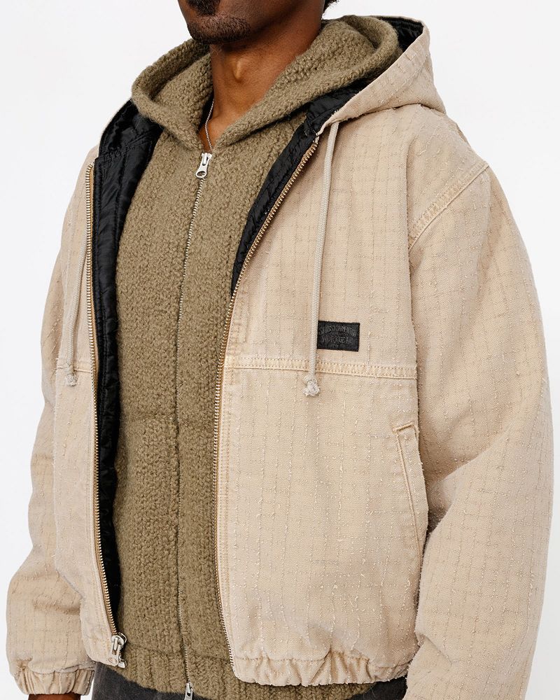 STUSSY WORK JACKET CANVAS NEEDLE PUNCH Kaki | STUSSY-56368