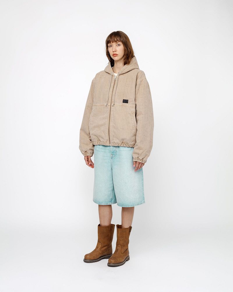 STUSSY WORK JACKET CANVAS NEEDLE PUNCH Kaki | STUSSY-56368