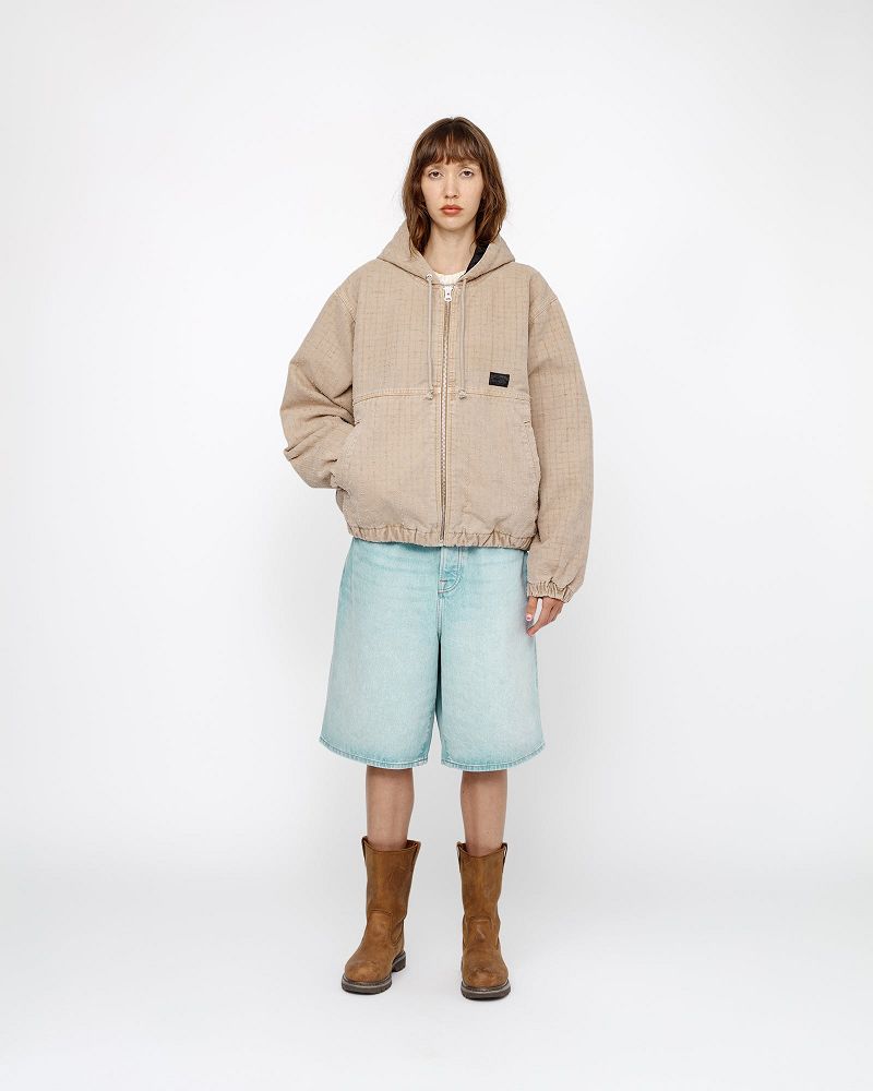 STUSSY WORK JACKET CANVAS NEEDLE PUNCH Kaki | STUSSY-56368