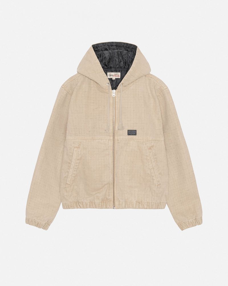 STUSSY WORK JACKET CANVAS NEEDLE PUNCH Kaki | STUSSY-56368