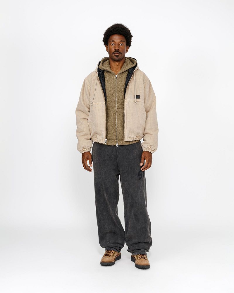 STUSSY WORK JACKET CANVAS NEEDLE PUNCH Kaki | STUSSY-56368