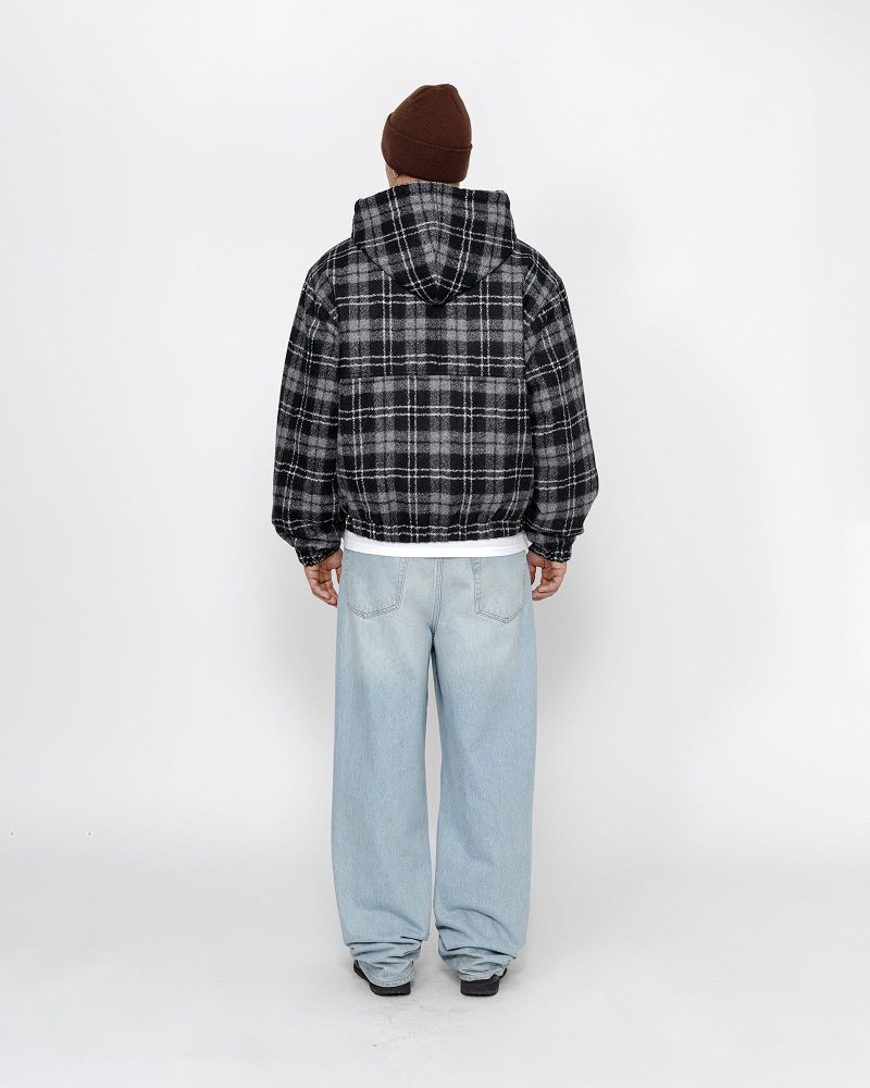 STUSSY WORK JACKET WOOL PLAID Grise | STUSSY-56369
