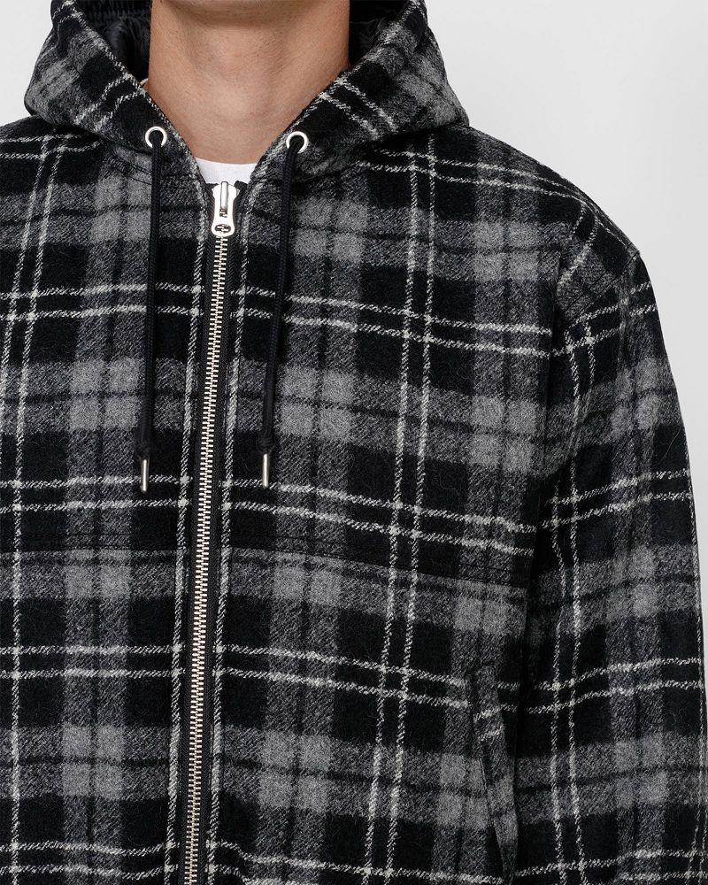 STUSSY WORK JACKET WOOL PLAID Grise | STUSSY-56369