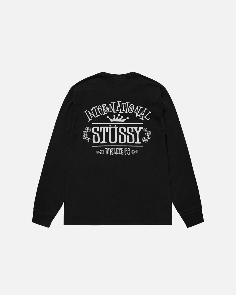 STUSSY WORLDWIDE LS TEE PIGMENT DYED Noir | STUSSY-56328