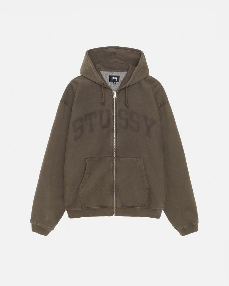 STUSSY ZIP HOODIE FADED GRAPHIC Vert Olive | STUSSY-56294