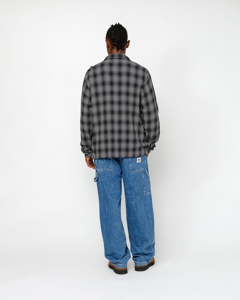 STUSSY ZIP SHIRT TWISTED YARN PLAID Grise | STUSSY-56166