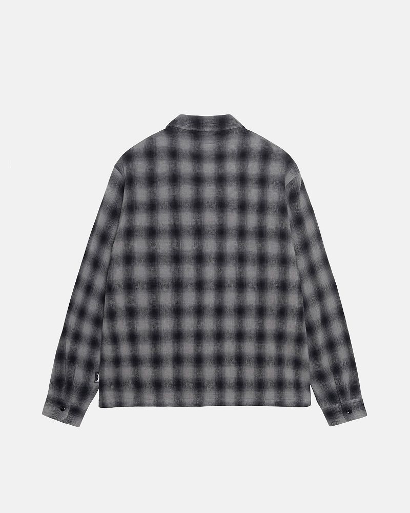 STUSSY ZIP SHIRT TWISTED YARN PLAID Grise | STUSSY-56166